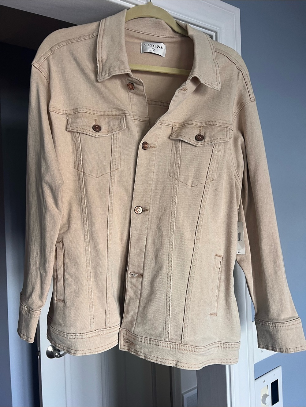 Vigoss Women's Light Beige Denim Trucker Jacket